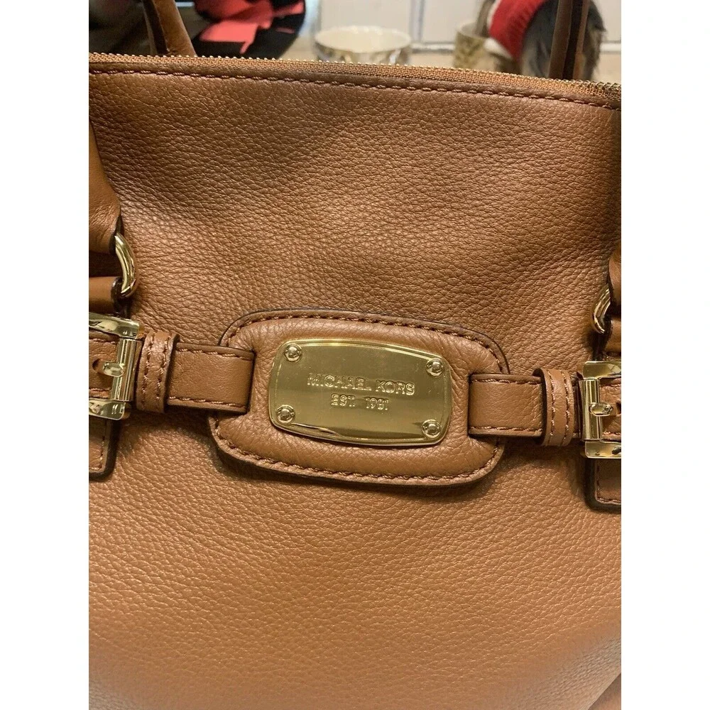Michael Kors Cognac Pebbled Leather Tote Overnight Bag X-Large - Picture 4 of 7